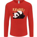 Kawaii Panda Bear Cute Mens Long Sleeve T-Shirt Red
