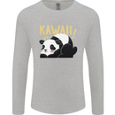 Kawaii Panda Bear Cute Mens Long Sleeve T-Shirt Sports Grey
