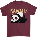Kawaii Panda Bear Cute Mens T-Shirt 100% Cotton Maroon