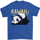 Kawaii Panda Bear Cute Mens T-Shirt 100% Cotton Royal Blue