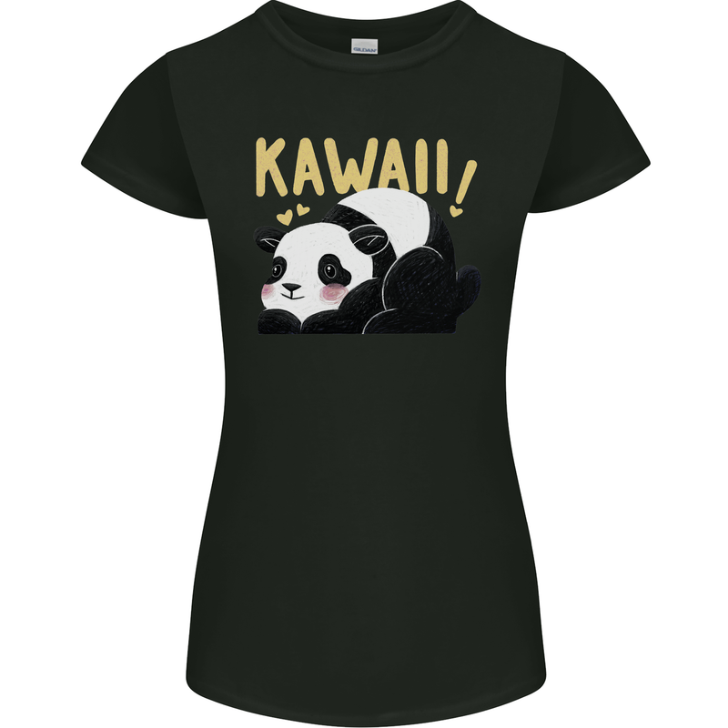Kawaii Panda Bear Cute Womens Petite Cut T-Shirt Black