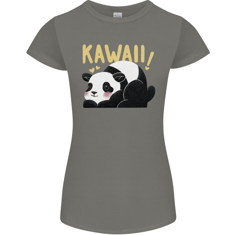 Kawaii Panda Bear Cute Womens Petite Cut T-Shirt Charcoal