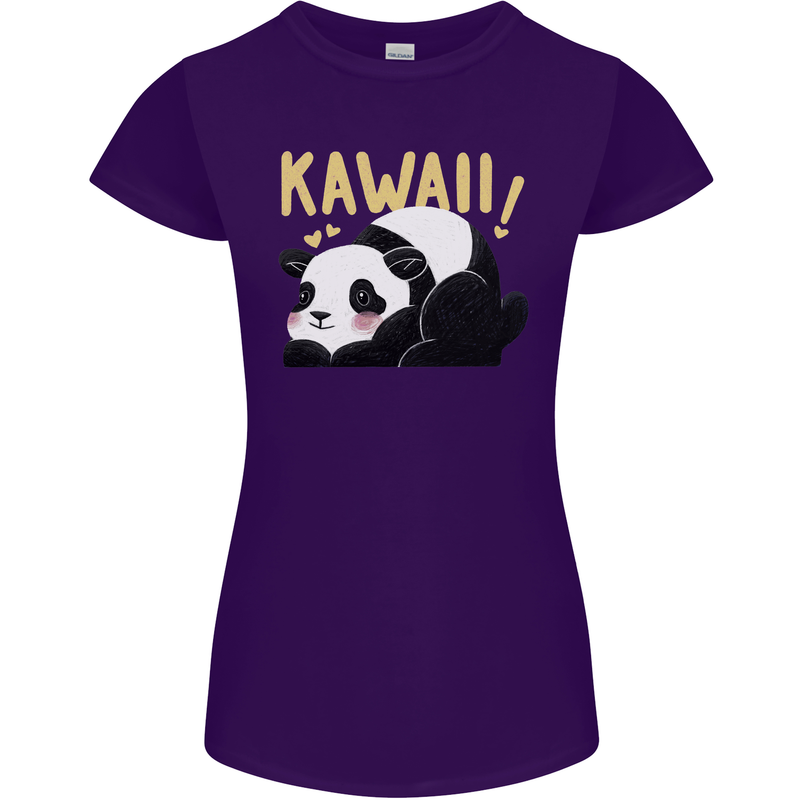 Kawaii Panda Bear Cute Womens Petite Cut T-Shirt Purple