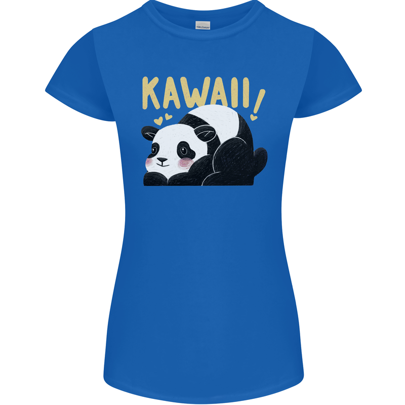Kawaii Panda Bear Cute Womens Petite Cut T-Shirt Royal Blue