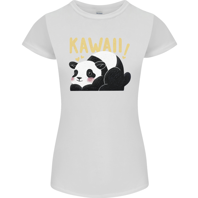 Kawaii Panda Bear Cute Womens Petite Cut T-Shirt White