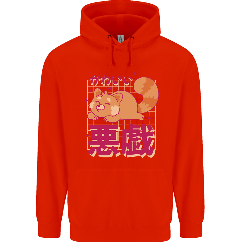 Kawaii Red Panda Japanese Cute Childrens Kids Hoodie Bright Red