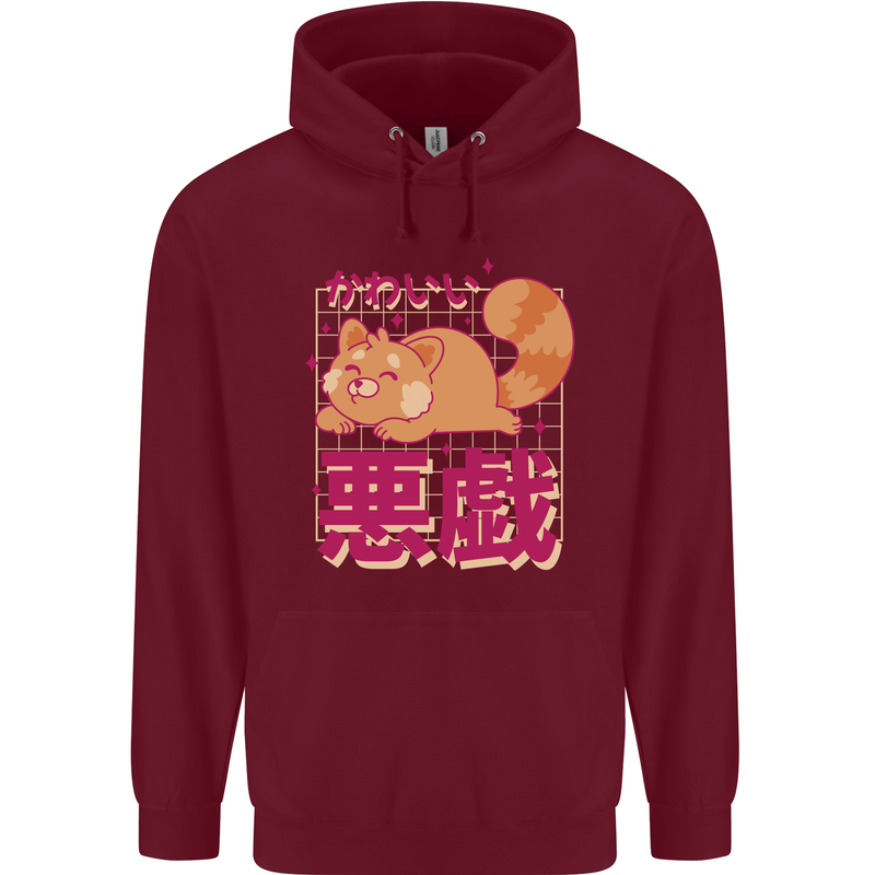 Kawaii Red Panda Japanese Cute Childrens Kids Hoodie Maroon