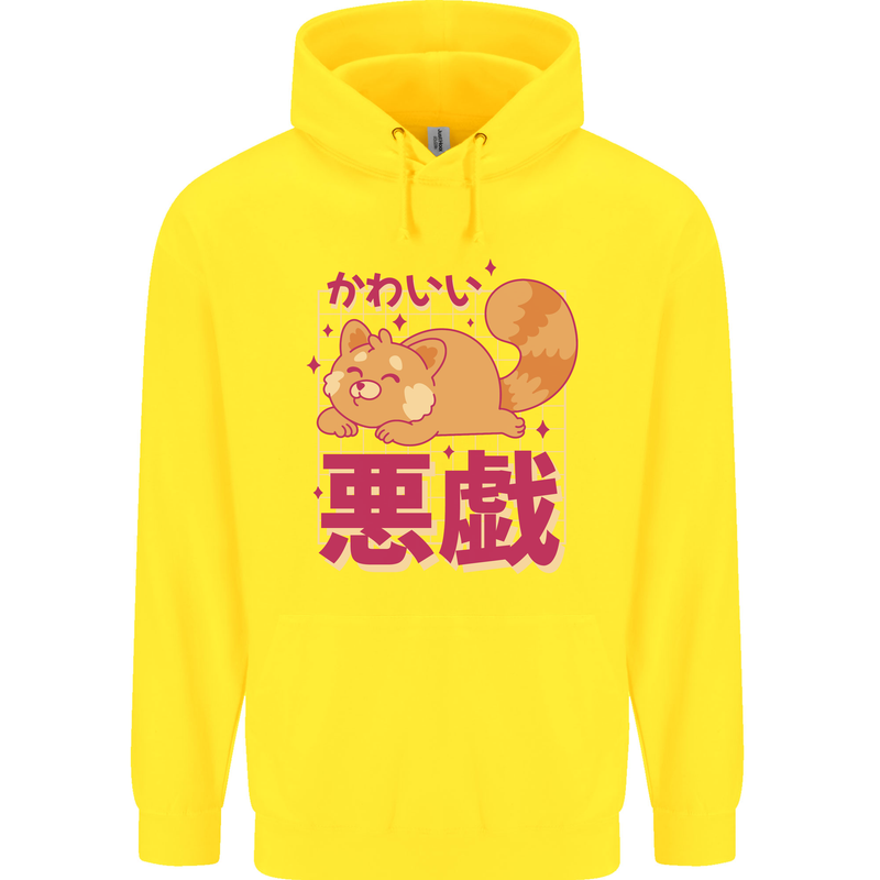 Kawaii Red Panda Japanese Cute Childrens Kids Hoodie Yellow