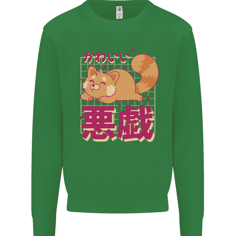 Kawaii Red Panda Japanese Cute Kids Sweatshirt Jumper Irish Green