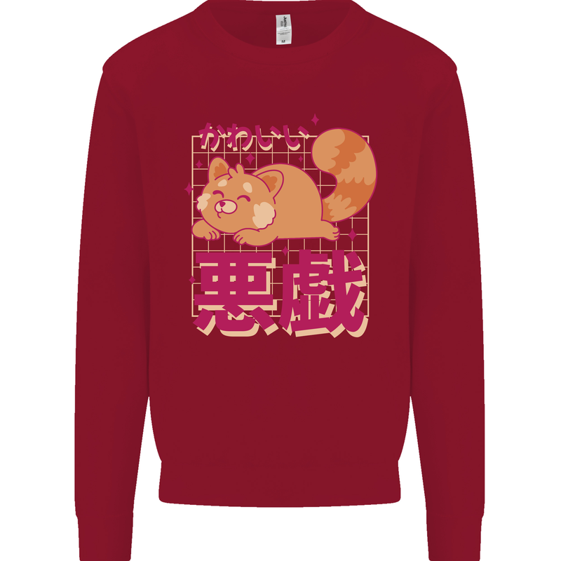 Kawaii Red Panda Japanese Cute Kids Sweatshirt Jumper Red