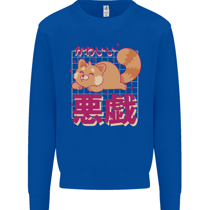 Kawaii Red Panda Japanese Cute Kids Sweatshirt Jumper Royal Blue