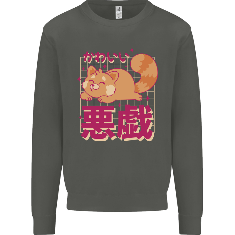 Kawaii Red Panda Japanese Cute Kids Sweatshirt Jumper Storm Grey