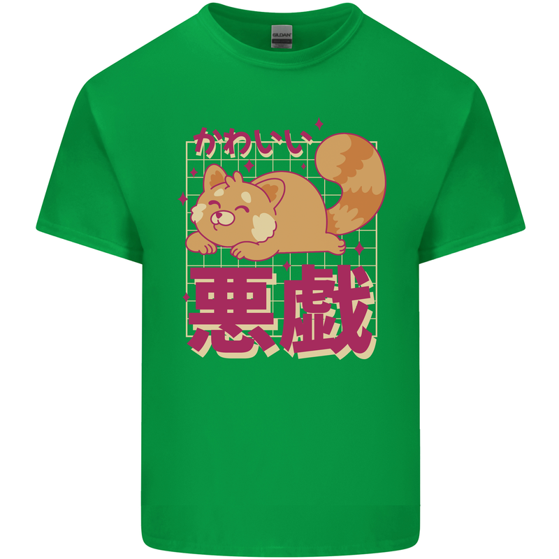 Kawaii Red Panda Japanese Cute Mens Cotton T-Shirt Tee Top Irish Green