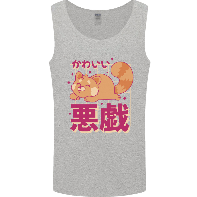 Kawaii Red Panda Japanese Cute Mens Vest Tank Top Sports Grey