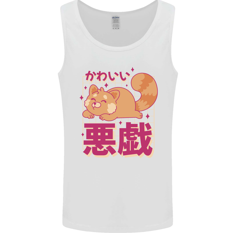 Kawaii Red Panda Japanese Cute Mens Vest Tank Top White