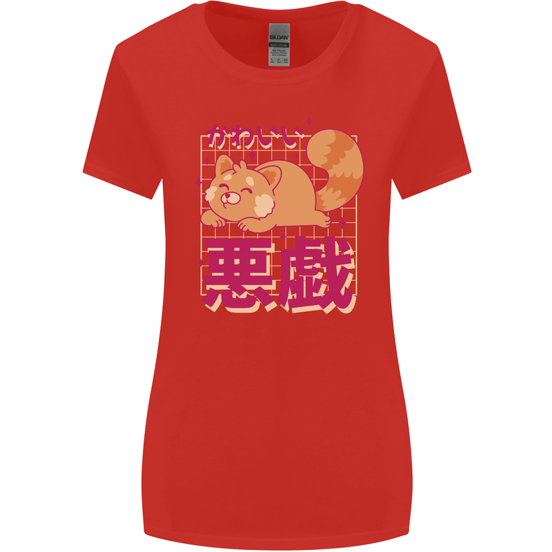 Kawaii Red Panda Japanese Cute Womens Wider Cut T-Shirt Red