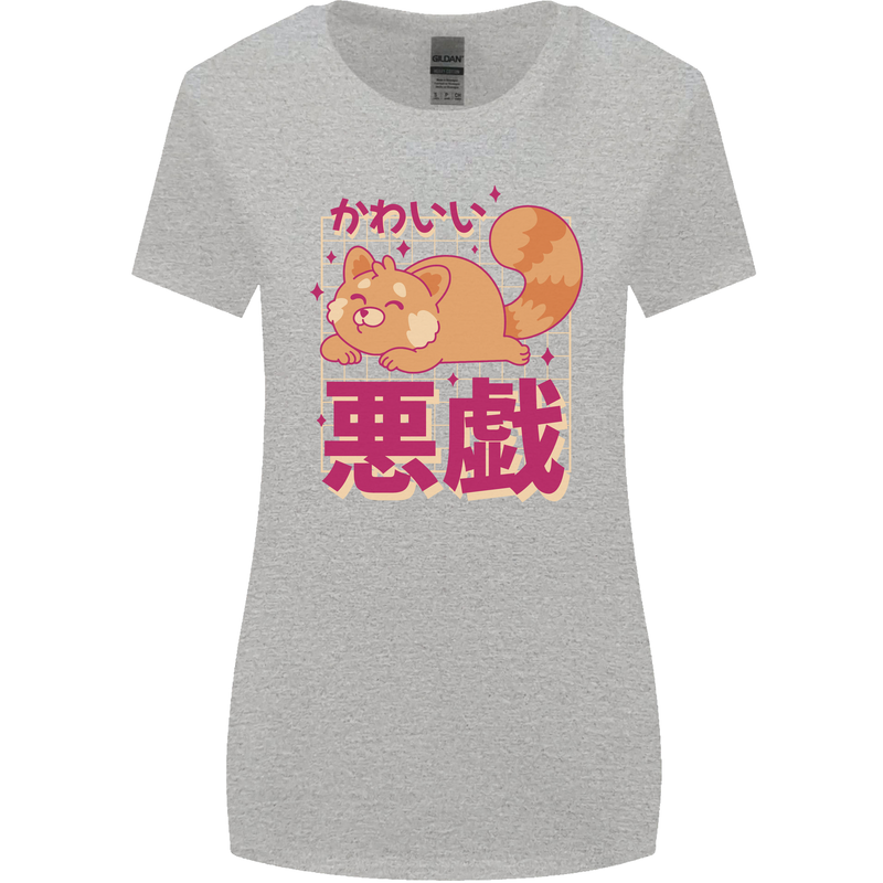 Kawaii Red Panda Japanese Cute Womens Wider Cut T-Shirt Sports Grey