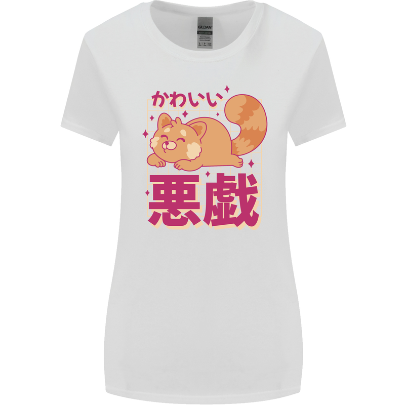 Kawaii Red Panda Japanese Cute Womens Wider Cut T-Shirt White