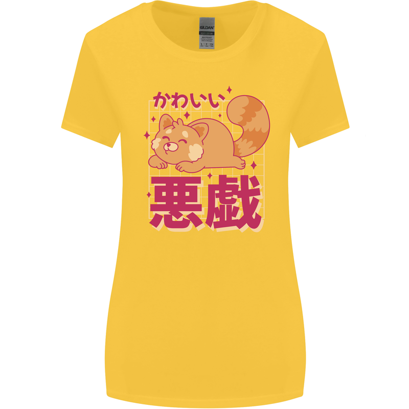 Kawaii Red Panda Japanese Cute Womens Wider Cut T-Shirt Yellow