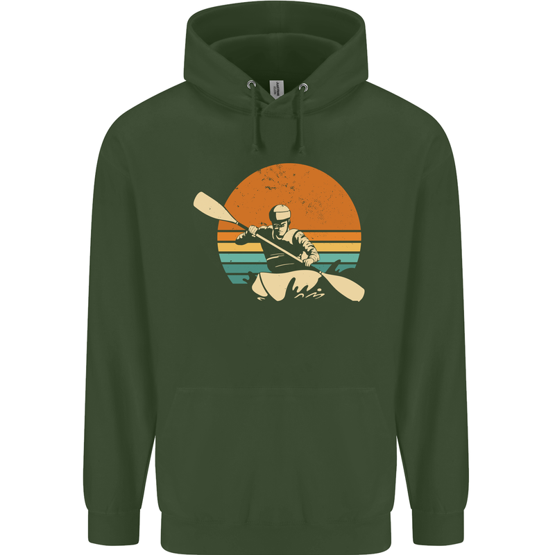 Kayak Kayaking Canoe Canoeing Water Sports Childrens Kids Hoodie Forest Green