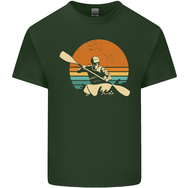 Kayak Kayaking Canoe Canoeing Water Sports Mens Cotton T-Shirt Tee Top Forest Green