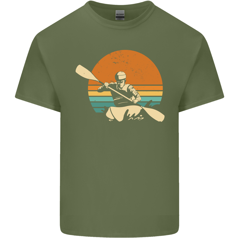 Kayak Kayaking Canoe Canoeing Water Sports Mens Cotton T-Shirt Tee Top Military Green