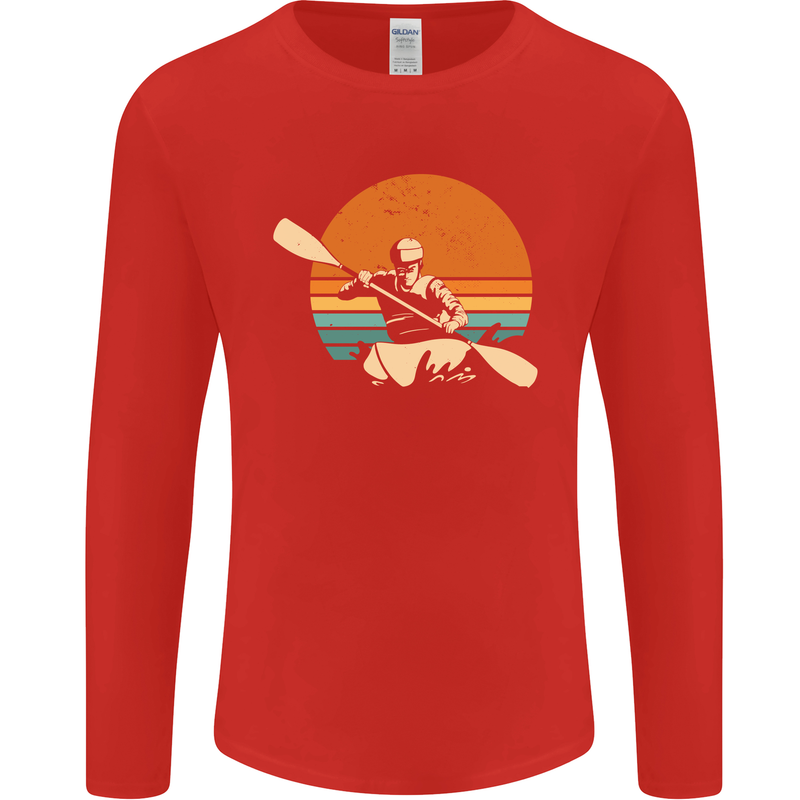 Kayak Kayaking Canoe Canoeing Water Sports Mens Long Sleeve T-Shirt Red