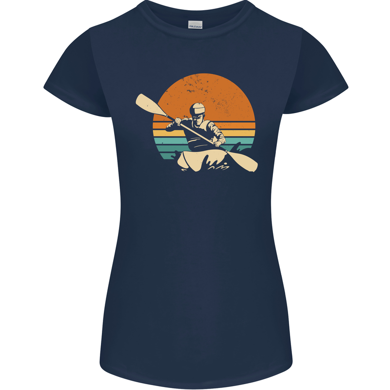 Kayak Kayaking Canoe Canoeing Water Sports Womens Petite Cut T-Shirt Navy Blue