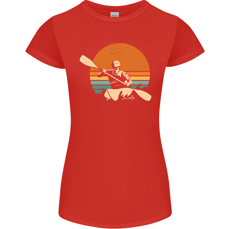 Kayak Kayaking Canoe Canoeing Water Sports Womens Petite Cut T-Shirt Red