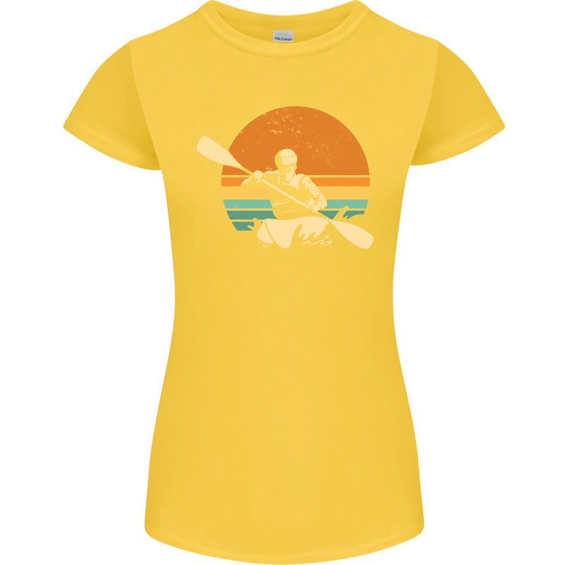 Kayak Kayaking Canoe Canoeing Water Sports Womens Petite Cut T-Shirt Yellow