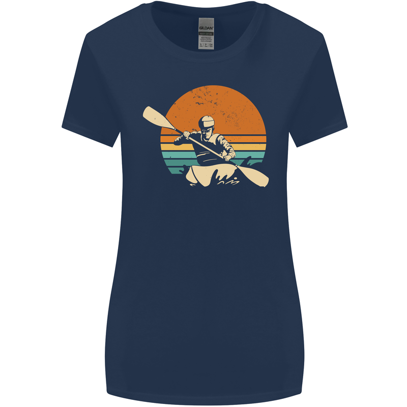 Kayak Kayaking Canoe Canoeing Water Sports Womens Wider Cut T-Shirt Navy Blue