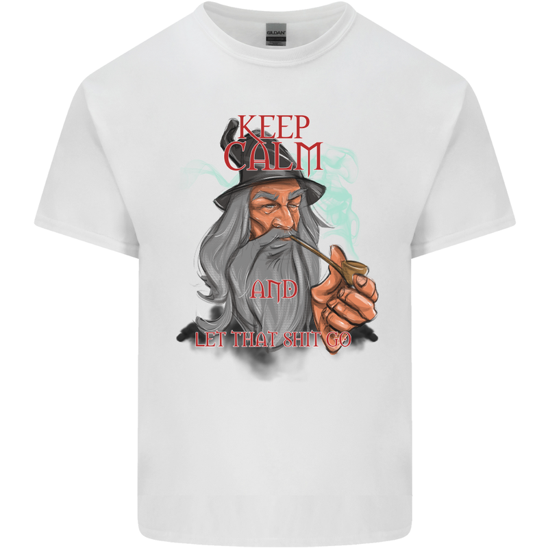 Keep Calm & Let That Shit Go Weed Drugs Mens Cotton T-Shirt Tee Top White