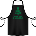 Keep Calm & Shamrocks St. Patrick's Day Cotton Apron 100% Organic Black