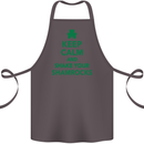 Keep Calm & Shamrocks St. Patrick's Day Cotton Apron 100% Organic Dark Grey