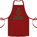 Keep Calm & Shamrocks St. Patrick's Day Cotton Apron 100% Organic Maroon