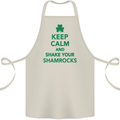 Keep Calm & Shamrocks St. Patrick's Day Cotton Apron 100% Organic Natural