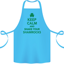 Keep Calm & Shamrocks St. Patrick's Day Cotton Apron 100% Organic Turquoise