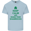 Keep Calm & Shamrocks St. Patrick's Day Kids T-Shirt Childrens Light Blue