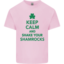 Keep Calm & Shamrocks St. Patrick's Day Kids T-Shirt Childrens Light Pink