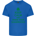 Keep Calm & Shamrocks St. Patrick's Day Kids T-Shirt Childrens Royal Blue