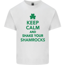 Keep Calm & Shamrocks St. Patrick's Day Kids T-Shirt Childrens White