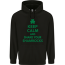Keep Calm & Shamrocks St. Patrick's Day Mens 80% Cotton Hoodie Black