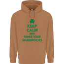 Keep Calm & Shamrocks St. Patrick's Day Mens 80% Cotton Hoodie Caramel Latte