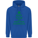 Keep Calm & Shamrocks St. Patrick's Day Mens 80% Cotton Hoodie Royal Blue