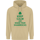 Keep Calm & Shamrocks St. Patrick's Day Mens 80% Cotton Hoodie Sand