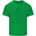Keep Calm & Shamrocks St. Patrick's Day Mens Cotton T-Shirt Tee Top Irish Green