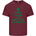 Keep Calm & Shamrocks St. Patrick's Day Mens Cotton T-Shirt Tee Top Maroon