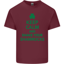 Keep Calm & Shamrocks St. Patrick's Day Mens Cotton T-Shirt Tee Top Maroon