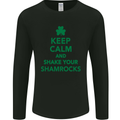 Keep Calm & Shamrocks St. Patrick's Day Mens Long Sleeve T-Shirt Black
