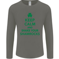 Keep Calm & Shamrocks St. Patrick's Day Mens Long Sleeve T-Shirt Charcoal